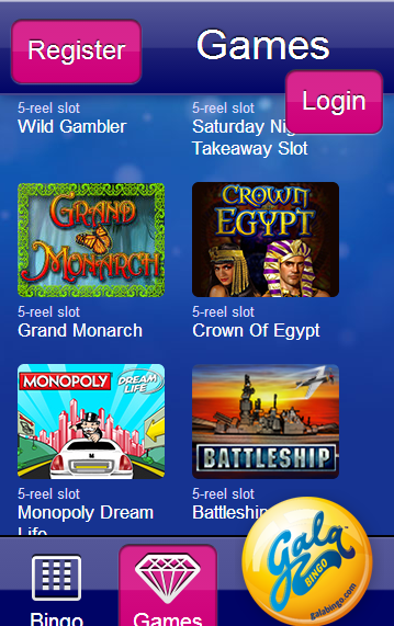 Gala mobile games selection