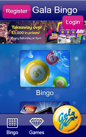 Gala Bingo Mobile homepage